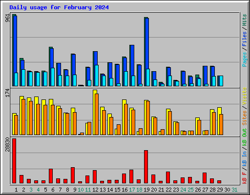 Daily usage for February 2024